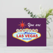 Las Vegas Huwelijksuitnodiging PURPLE Kaart (Staand voorkant)