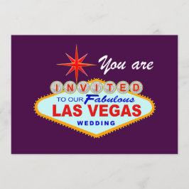Las Vegas Huwelijksuitnodiging PURPLE Kaart