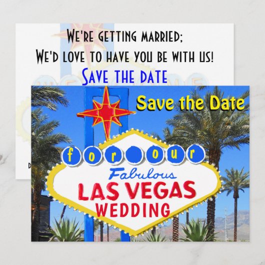 Las Vegas huwelijksuitnodiging Save the Date Kaart (Voorkant / Achterkant)