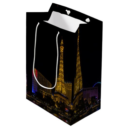 Las Vegas in de nacht Skyline Medium Cadeauzakje (Voorkant Gekanteld)