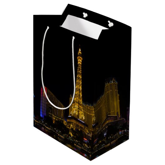 Las Vegas in de nacht Skyline Medium Cadeauzakje (Achterkant Gekanteld)
