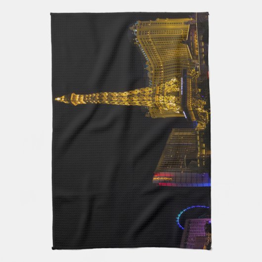 Las Vegas in de nacht Skyline Theedoek (Verticaal)