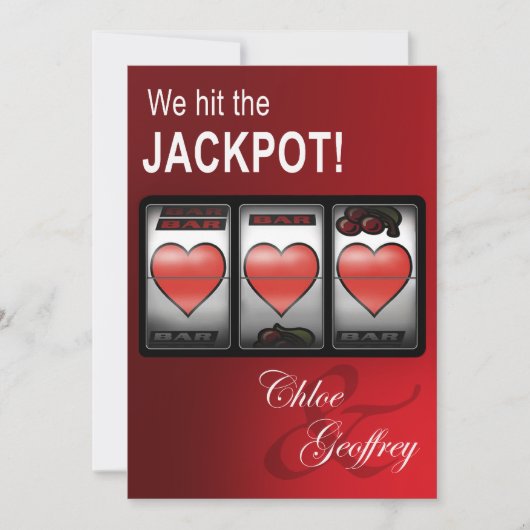 Las Vegas Jackpot Heart Slots Wedding Kaart (Voorkant)
