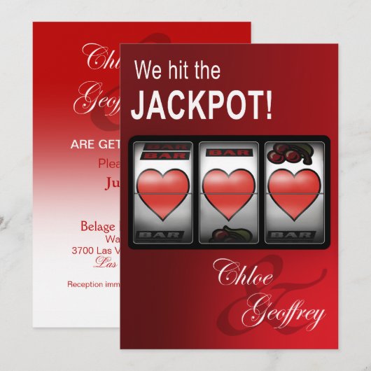 Las Vegas Jackpot Heart Slots Wedding Kaart (Voorkant / Achterkant)