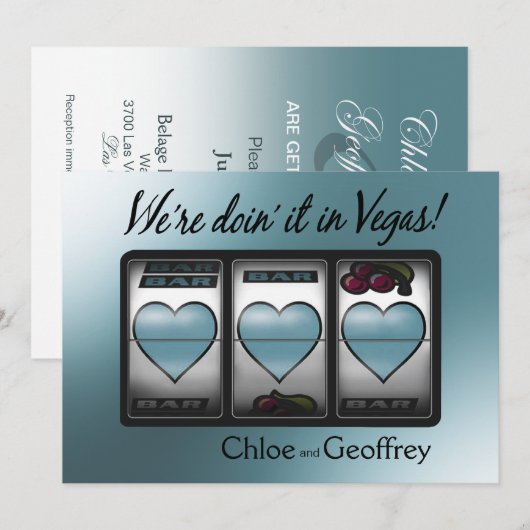 Las Vegas Jackpot Hearts Wedding Caspian Kaart (Voorkant / Achterkant)