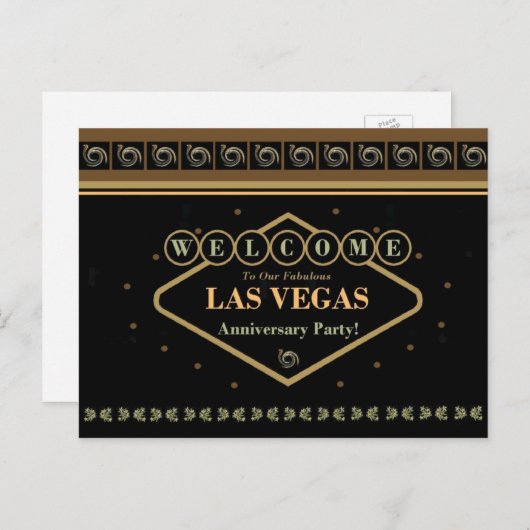 Las Vegas Jubileum Party Briefkaart (Voorkant / Achterkant)