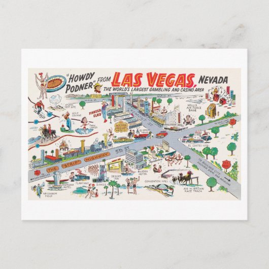 Las Vegas Kaart Briefkaart (Voorkant)