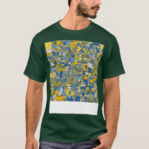 Las Vegas kaart patroon in blauw goud T-shirt