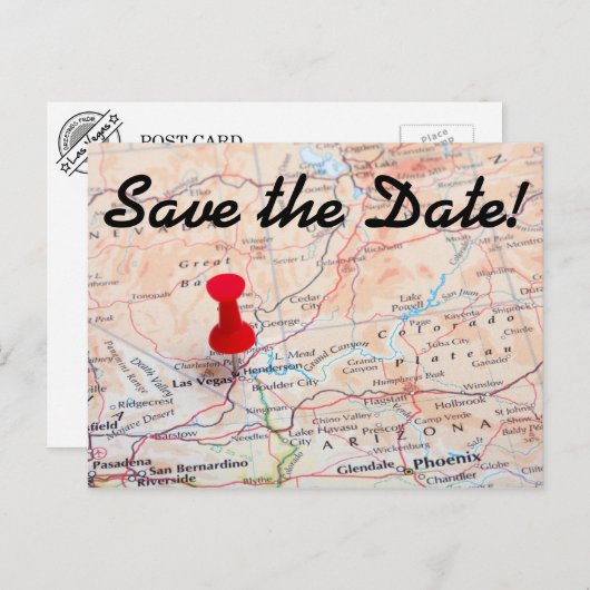 Las Vegas Kaart Pin Bewaar de datum (Voorkant / Achterkant)