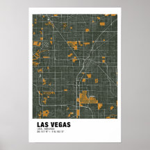 Las Vegas Kaart Poster - Nevada Groene Kaart
