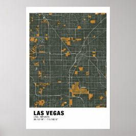 Las Vegas Kaart Poster - Nevada Groene Kaart