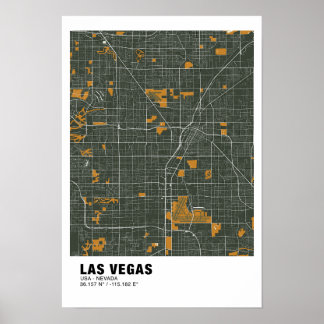 Las Vegas Kaart Poster - Nevada Groene Kaart