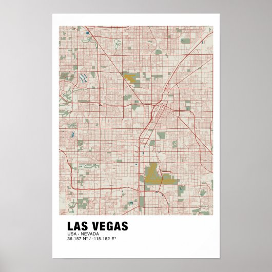 Las Vegas Kaart Poster - Nevada  kaart (Voorkant)