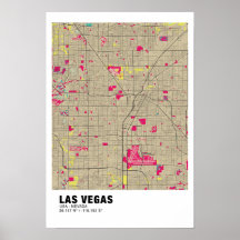 Las Vegas Kaart Poster - Nevada Kleurrijke Kaart
