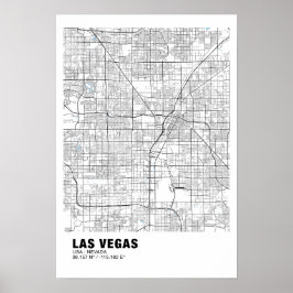 Las Vegas Kaart Poster - Nevada White Kaart