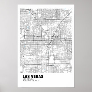 Las Vegas Kaart Poster - Nevada White Kaart