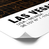 Las Vegas Kaart Poster - Nevada Zwart & Gouden Kaa (Hoek)