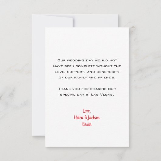 Las Vegas Kaart suites foto bruiloft dank u (Achterkant)