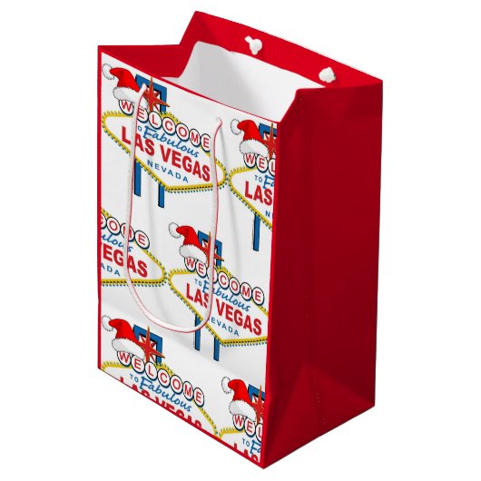 Las Vegas Kerst Gift Bag Medium Cadeauzakje (Voorkant Gekanteld)