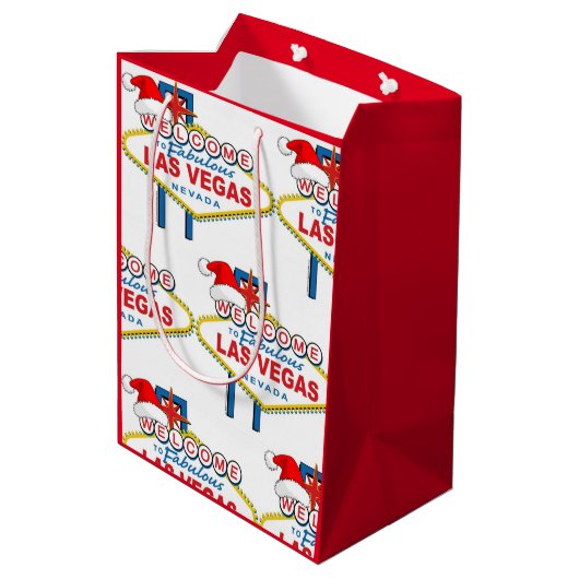 Las Vegas Kerst Gift Bag Medium Cadeauzakje (Achterkant Gekanteld)