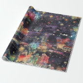 Las Vegas Kerst & Nieuwjaar in Waterverf Cadeaupapier (Uitgerold)