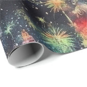 Las Vegas Kerst & Nieuwjaar in Waterverf Cadeaupapier (Rol Hoek)