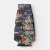 Las Vegas Kerst & Nieuwjaar in Waterverf Flesjeskoeler (Voorkant)