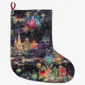 Las Vegas Kerst & Nieuwjaar in Waterverf Grote Kerstsok (Voorkant)