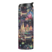 Las Vegas Kerst & Nieuwjaar in Waterverf Thermosbeker (Gedraaid links)