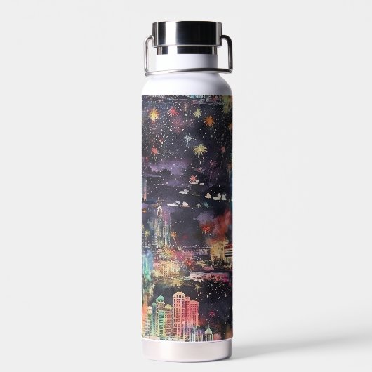 Las Vegas Kerst & Nieuwjaar in Waterverf Waterfles (Achterkant)