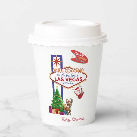 Las Vegas Kerst Papier Cup Santa Swinging Papieren Bekers (Voorkant)