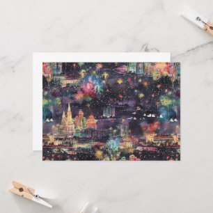 Las Vegas Kerstmis & Nieuwjaar in waterverf Kaart