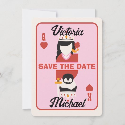 Las Vegas Koning Koningin Hart Save the Date Foto Kaart (Voorkant)