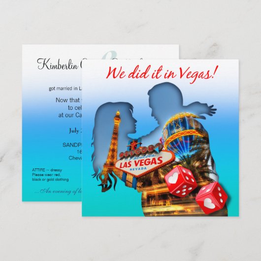 Las Vegas Koppel Trouwreceptie Kaart (Voorkant / Achterkant)