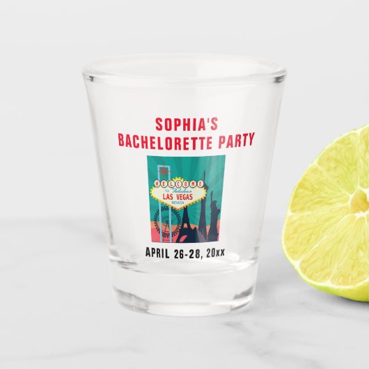 Las Vegas Landmark Bachelorette Party Trip Favor Shot Glas (Voorkant)