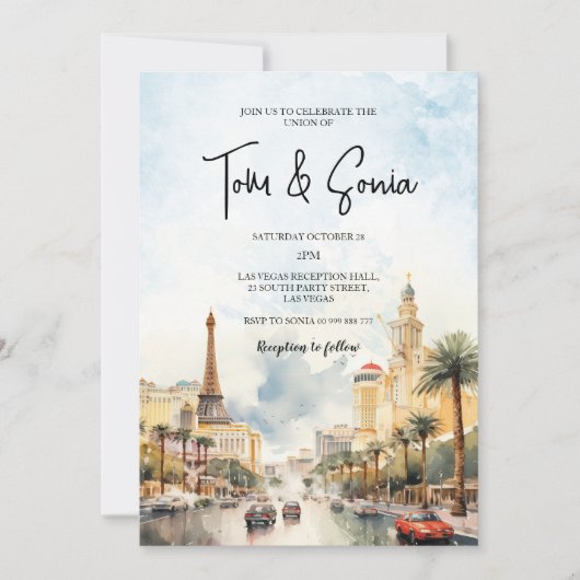 Las Vegas Landschap Bruiloft Bestemming Uitnodigin Kaart (Voorkant)