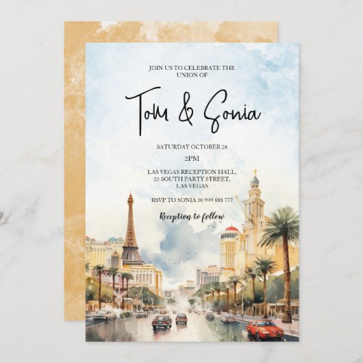 Las Vegas Landschap Bruiloft Bestemming Uitnodigin Kaart (Voorkant / Achterkant)
