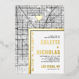 Las Vegas Liefde Locator | Stad thema bruiloft Folie Uitnodiging