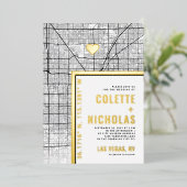 Las Vegas Liefde Locator | Stad thema bruiloft Folie Uitnodiging (Staand Voorkant)
