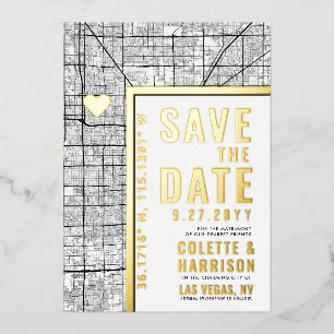 Las Vegas Love Locator Trouw Save the Date Folie Uitnodiging