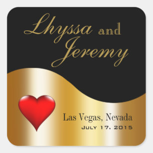 Las Vegas Lucky in Liefde zwart/goud Vierkante Sticker