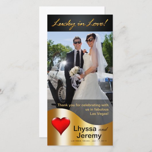 Las Vegas Lucky in Love Bedankt zwart / goud (Voorkant / Achterkant)