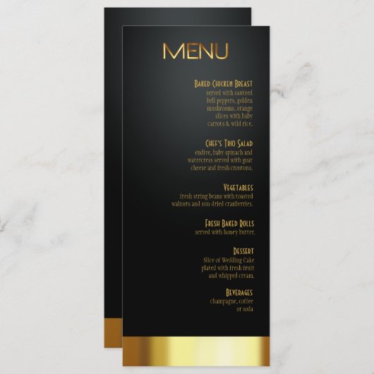 Las Vegas Lucky in Love Dinner Menu Black/Gold (Voorkant / Achterkant)