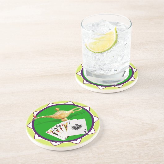 Las Vegas Magic Lamp Poker Chip Zandsteen Onderzetter (Zijkant)