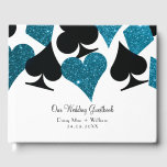 Las Vegas Malibu Blue Glitter Gastenboek<br><div class="desc">Dit hardcover gastenboek heeft een elegante typografie en grafische kaart van pakken in zwart en turquoise blauwe faux glitter. Perfect voor een glitzy Las Vegas strip bruiloft of een kleine ceremonie in een kleine kapel van de strip, welkom uw gasten aan de receptie met een aangepast gastenboek en je zult...</div>