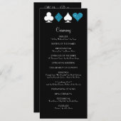 Las Vegas Malibu Blue Glitter Wedding Program Programmakaart (Voorkant / Achterkant)