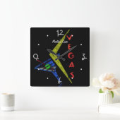 Las Vegas Mancave personalized Neon Sign Vierkante Klok (Huis)