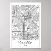 Las Vegas Map - Las Vegas Black en White Map Poster (Voorkant)