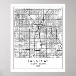 Las Vegas Map - Las Vegas White Map Poster