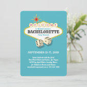 Las Vegas Marquee Bachelorette Party Blauwgroen Kaart (Staand voorkant)